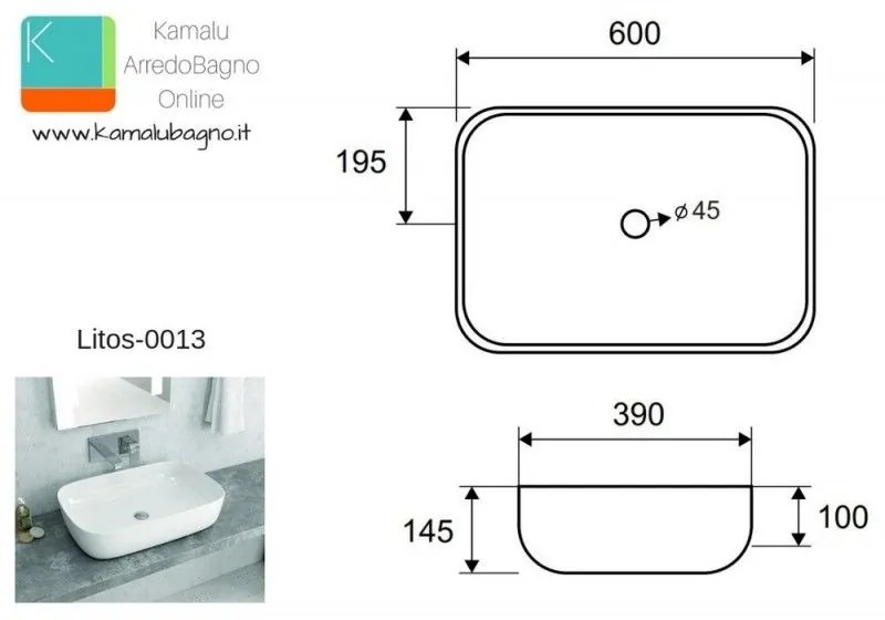 Kamalu - lavabo da appoggio 60cm linee arrotondate litos-0013