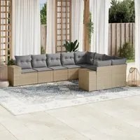 Set Divano da Giardino 9 pz con Cuscini Beige in Polyrattancod mxl 88768