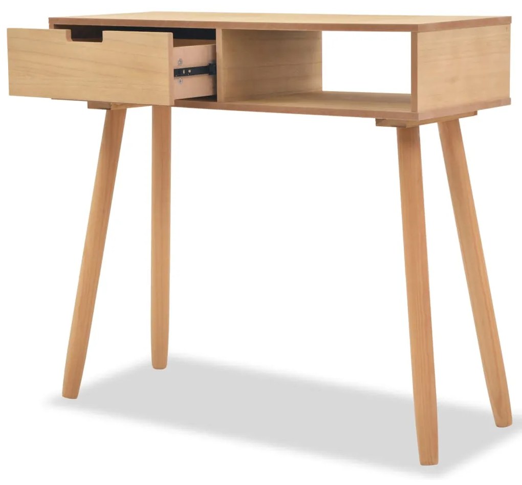 Tavolo consolle in legno di pino massello 80x30x72 cm marrone