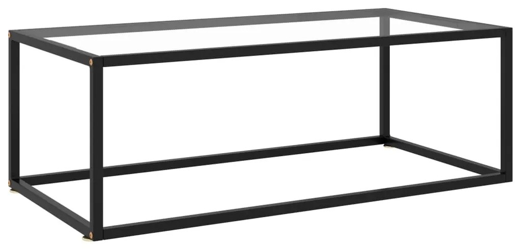 Tavolino Da Salotto Nero Con Vetro Temperato 100x50x35 Cm /