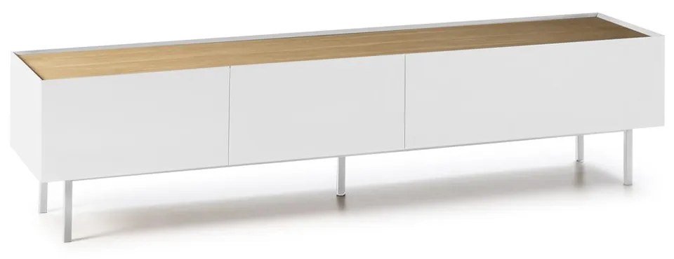 Tavolo TV in rovere decorato in bianco e naturale 180x45 cm Arista - Teulat