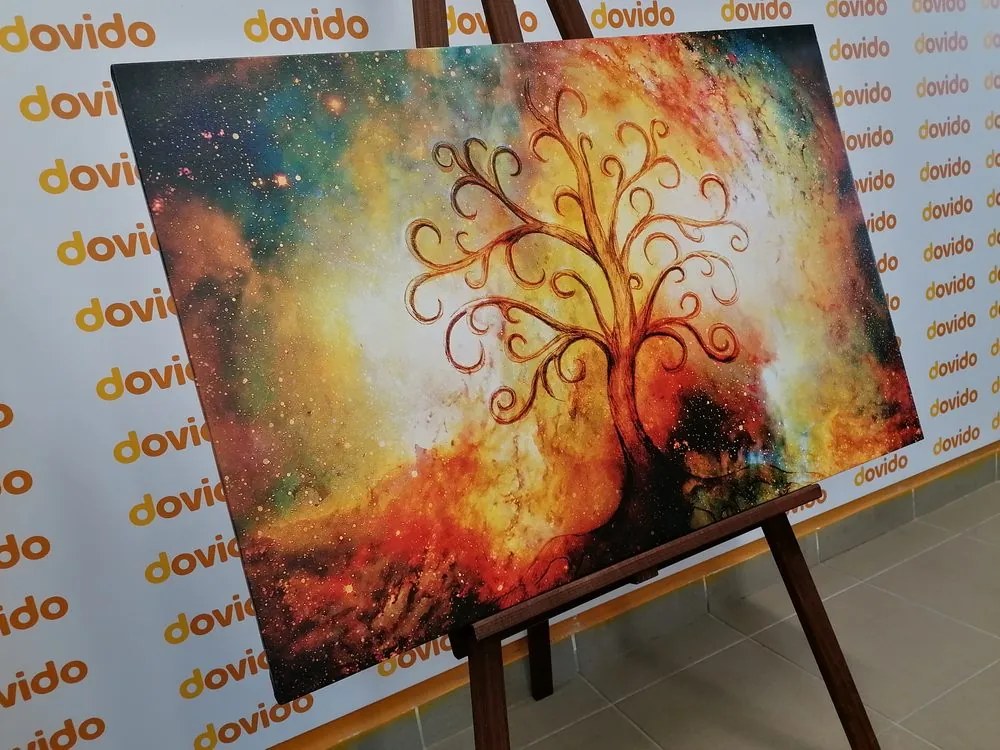 Quadro su tela – Albero della vita con astrazione dell'universo
