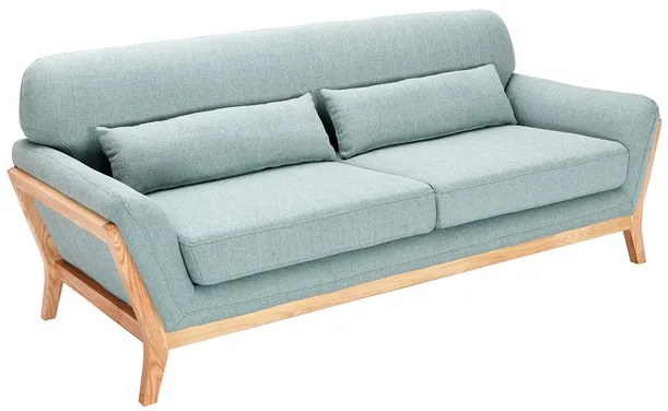 Divano scandinavo 3 posti blu laguna piedi legno YOKO