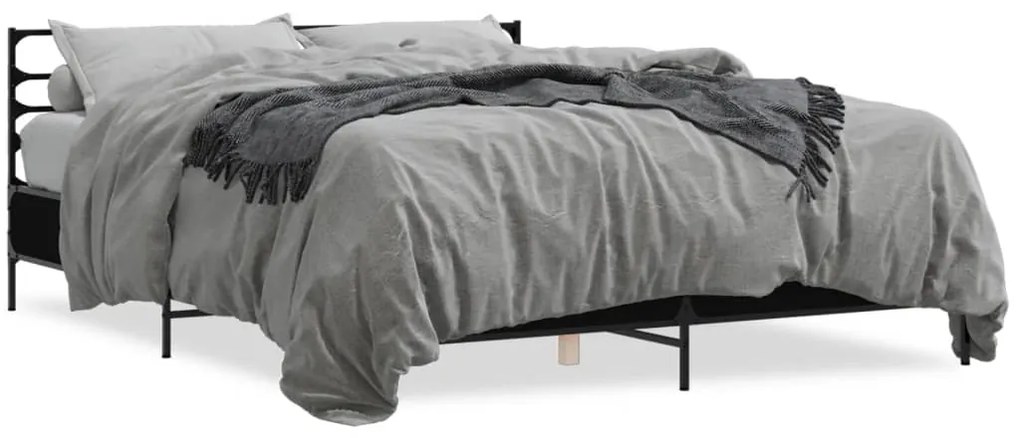 Giroletto nero 160x200 cm in legno multistrato e metallo
