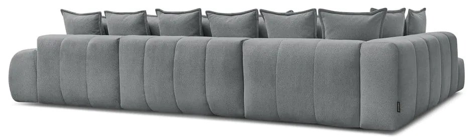 Divano angolare grigio scuro allungabile e con contenitore (penisola a sinistra/a U) con rivestimento in ciniglia Everest – Bobochic Paris