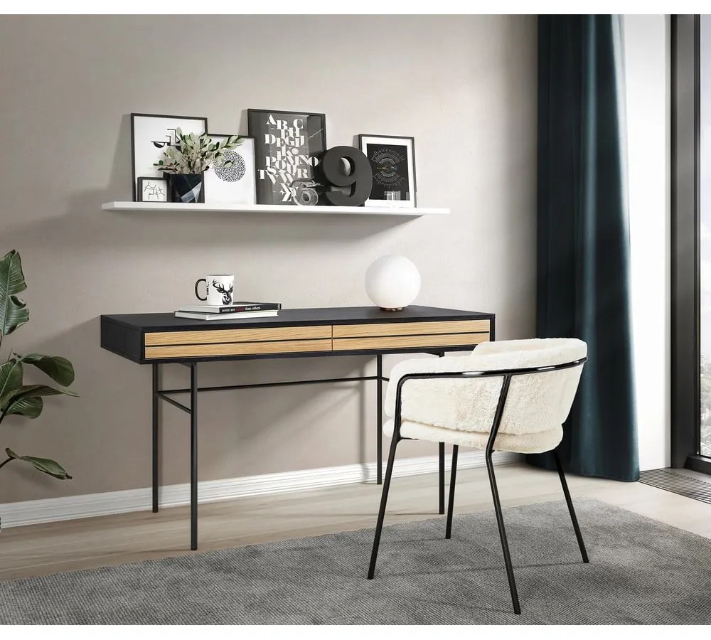 Scrivania nera a righe, 130 x 60 cm - Woodman