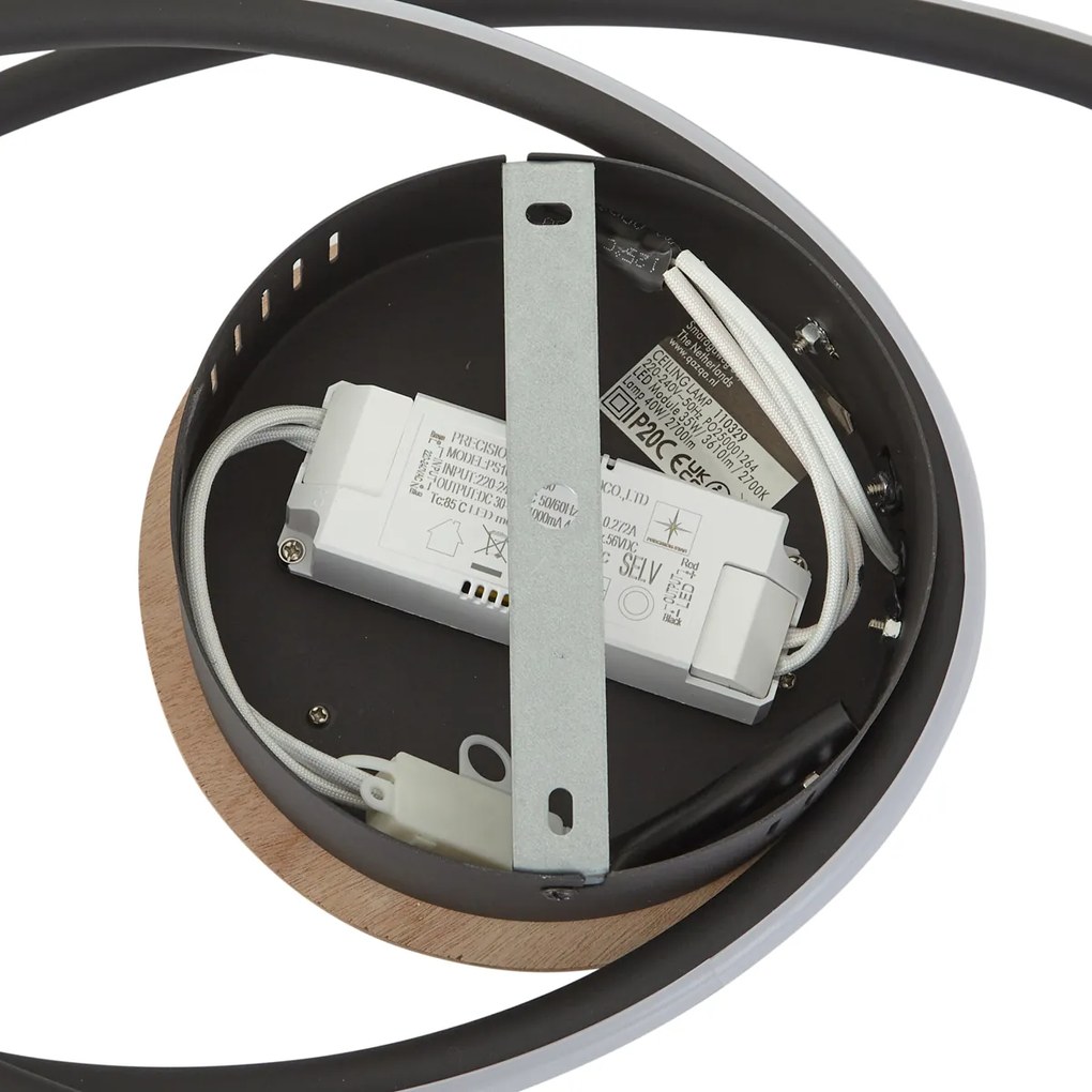 Plafoniera di design in legno con LED dimmerabile a 3 livelli - Rowan