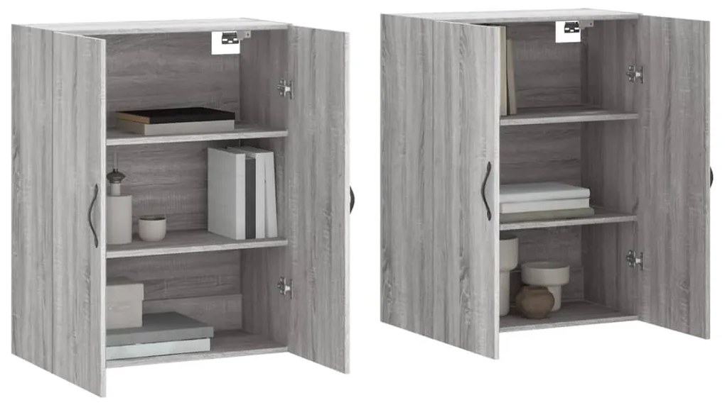 Armadietti a parete 2 pz grigio sonoma in legno multistrato