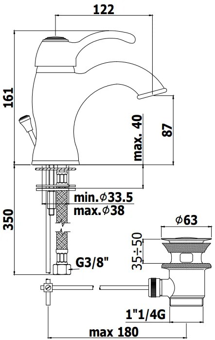 Paffoni Flavia Fa071 Miscelatore Lavabo monocomando con leva curva Senza Scarico Cromo