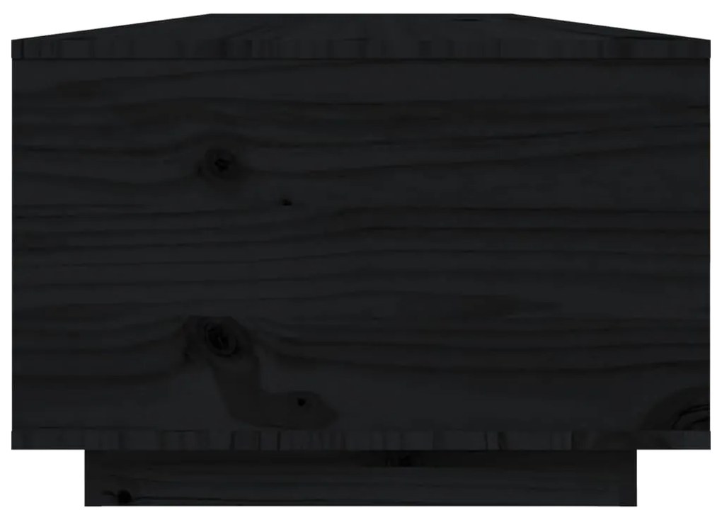 Tavolino da Salotto Nero 80x50x35,5cm in Legno Massello di Pino