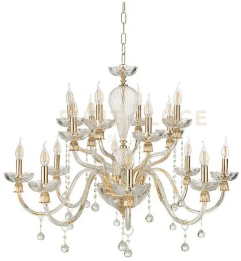Lampadario roxanne 16 luci attacco e14 d.96cm oro e trasparente