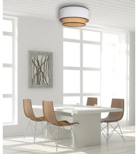 Duolla - Plafoniera BOHO 1xE27/15W/230V diametro 45 cm bianco/rattan