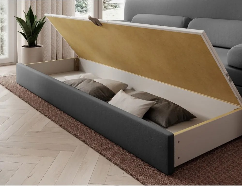 Divano grigio tortora allungabile/con contenitore con rivestimento in velluto 236 cm Elioss – ELTAP