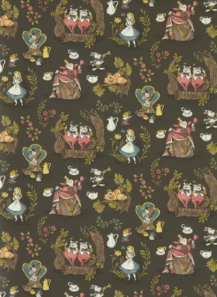 Sanderson Tapete Alice in Wonderland - Chocolate
