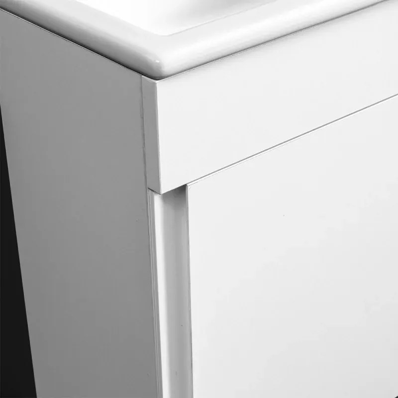 Mobile sospeso salvaspazio 45 cm bianco lucido Mini profondo 25 con specchio