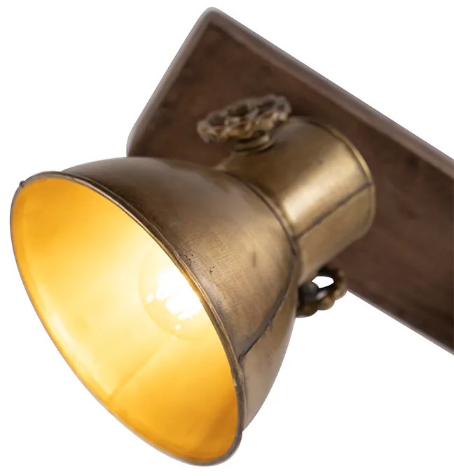 Plafoniera bronzo 2 luci con legno - Mangoes