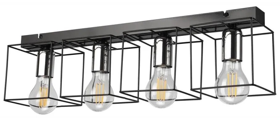 Plafoniera MIKA 4xE27/60W/230V 61 cm nero/cromo