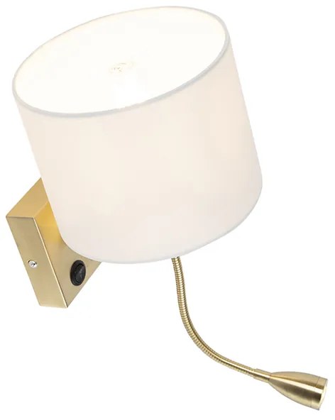 Lampada da parete intelligente oro con paralume bianco incl. Wifi A60 - Brescia
