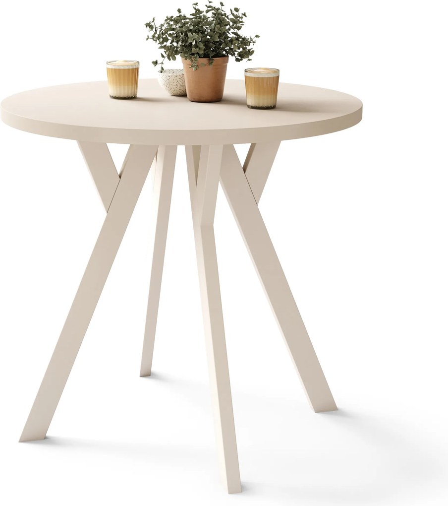 ALMO 80 Beige (Champagne)/gambe beige - TAVOLO ROTONDO CON GAMBE A Y LOFT/INDUSTRIALE PER CUCINA SOGGIORNO O SALA DA PRANZO
