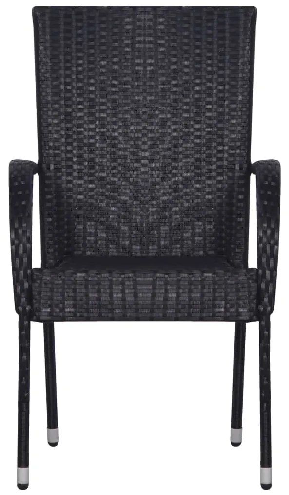 Set mobili da pranzo per giardino 7 pz in polyrattan nero