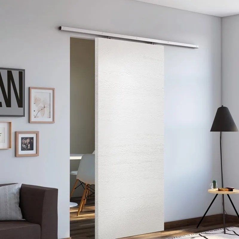 Porta scorrevole Mast in mdf bianco, L 93 x H 212 cm, con binario Belem Reversibile