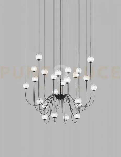 Puppet sospensione 24p bianco sfumato nero opaco 24 luci attacco g9