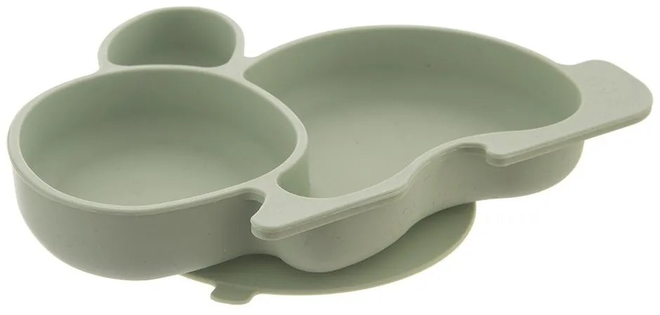 Piatto per bambini color salvia in silicone 18x23 cm Bunny – Orion