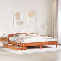 Letto senza Materasso Marrone Cera 200x200 cm in Legno di Pino 3301817