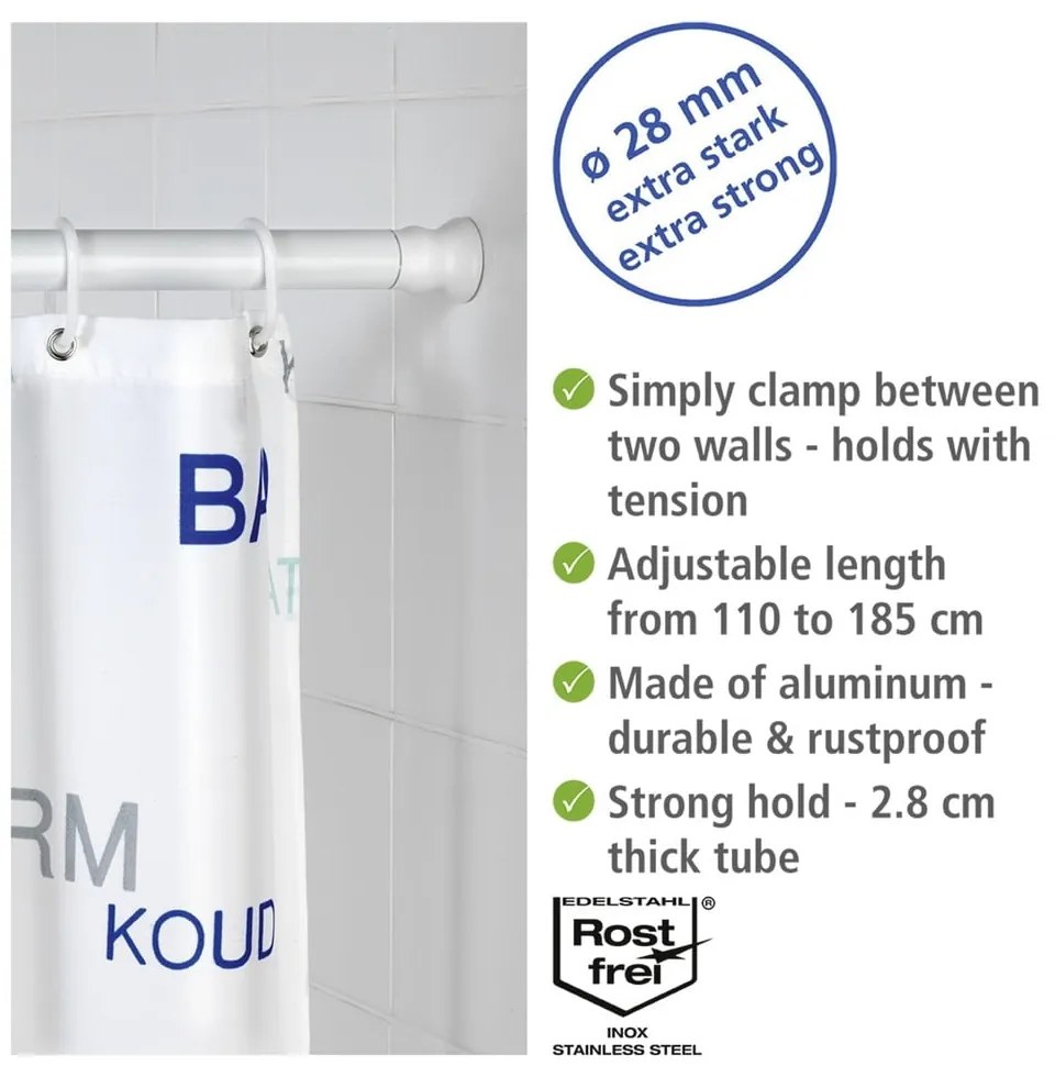 Asta per tenda da doccia color argento lucido 110 - 185 cm – Wenko
