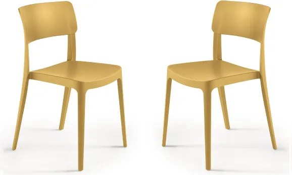 Sedia impilabile da giardino in polipropilene - FRA Ocra 2 pezzi