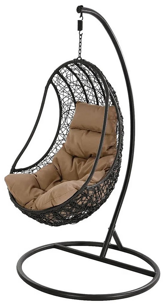 Dondolo effetto rattan con cuscino imbottito 107x67x118 cm