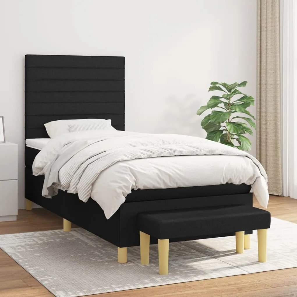Giroletto A Molle Con Materasso Nero 90x200 Cm İn Tessuto /