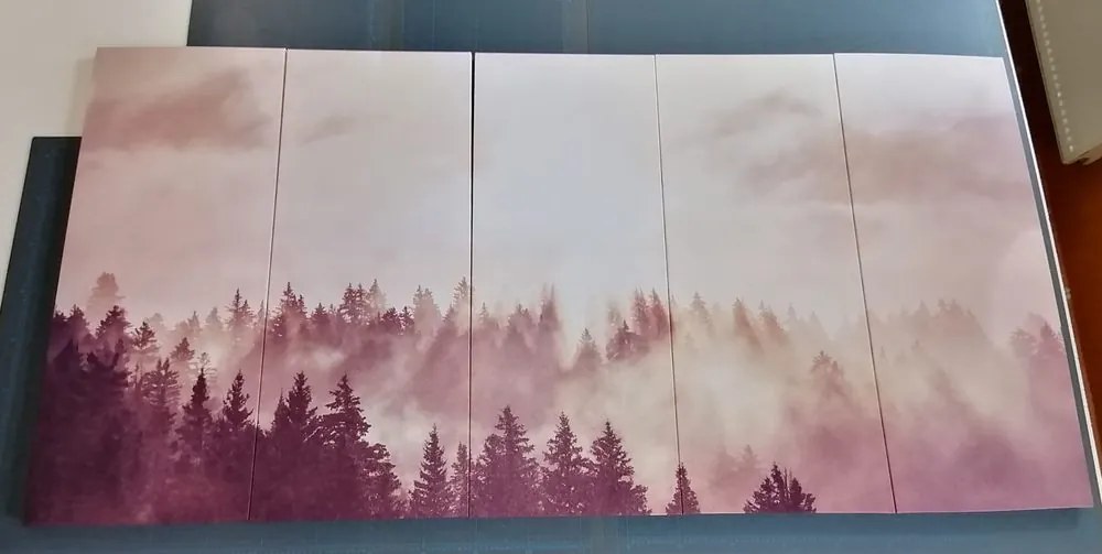 Quadri 5 pezzi – Foresta nebbiosa