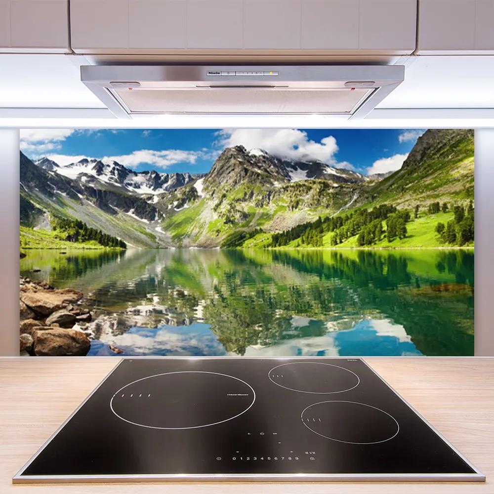 Rivestimento parete cucina Paesaggio del lago di montagna 100x50 cm