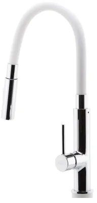 FERRO - Rubinetto per lavello con braccio flessible cromo lucido/bianco