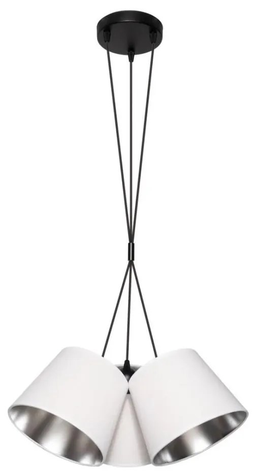 Lampadario su corda ZOMA 3xE27/60W/260V bianco/cromato lucido