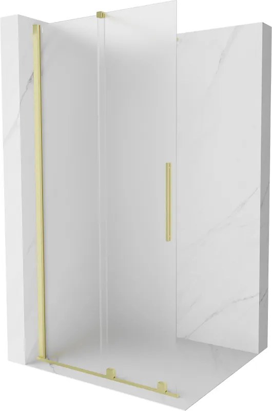 Mexen Velar parete doccia scorrevole Walk-in 80 x 200 cm, satinato 8 mm, oro spazzolato - 871-080-000-33-55