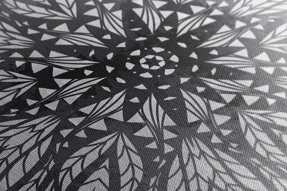 Stampa su tela – Ornamento etnico unico in bianco e nero