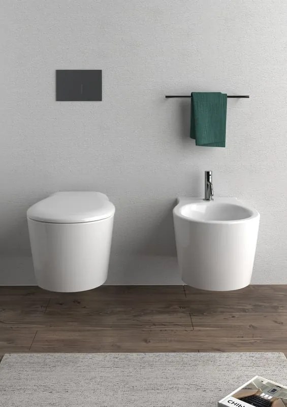 Coppia sanitari sospesi scarico a parete OLYMPIA CERAMICA Soft bianco WC: P 54 x L 37 x H 42 cm, bidet: P 54 x L 37 x H 42 cm