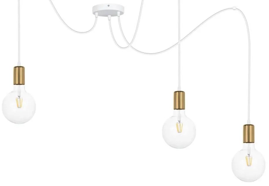Lampadario a sospensione con filo MIROS 3xE27/60W/230V ragno bianco/oro