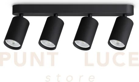 Dynamite faretto nero orientabile 4 luci attacco gu10 38,5cm lampad...