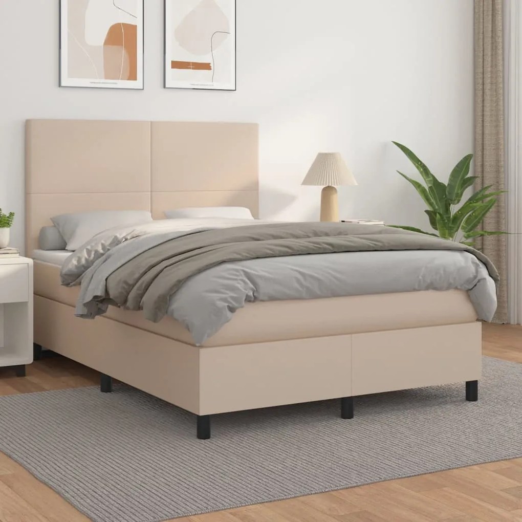 Giroletto A Molle Con Materasso Cappuccino 140x200cm Similpelle /