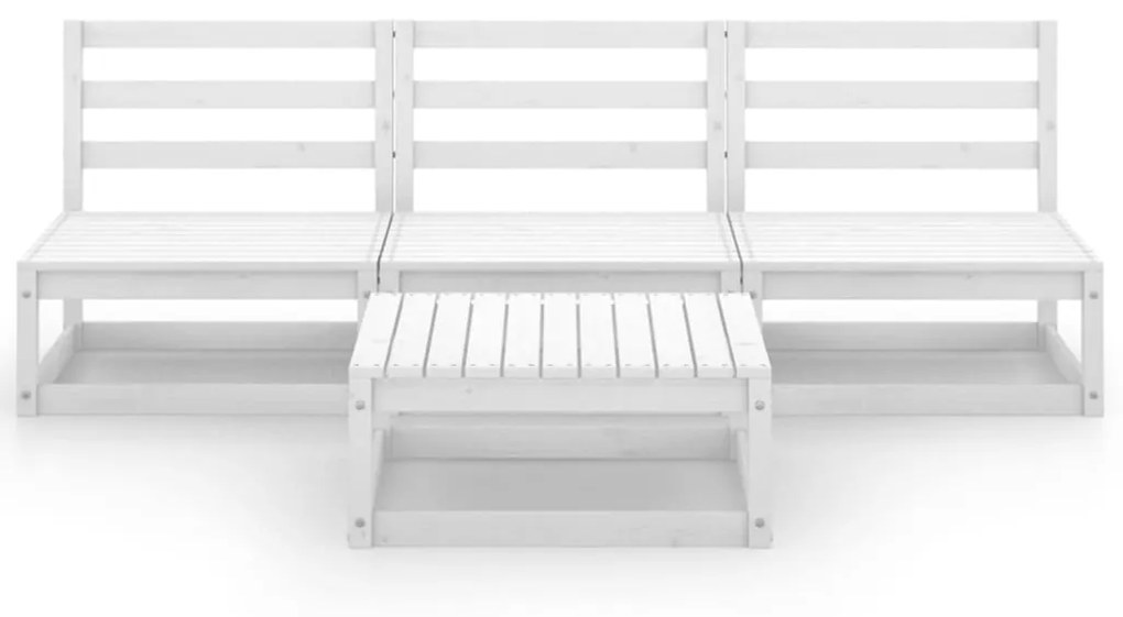 Set divani da giardino 4 pz bianco in legno massello di pino