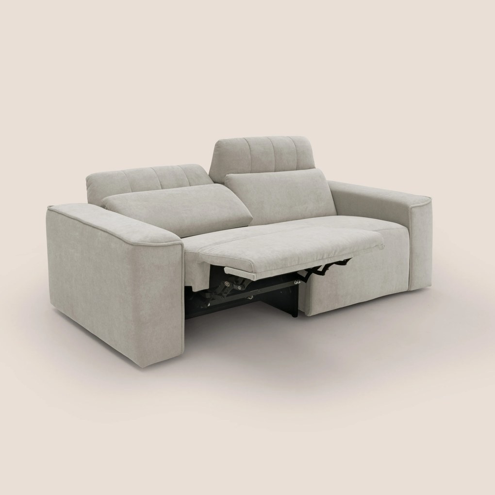 Clark Divano modulare con opzione relax elettrico in tessuto smacchiabile impermeabile T17 panna