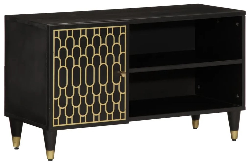 Mobile Porta Tv 80x31,5x46 Cm İn Legno Massello Di Mango /