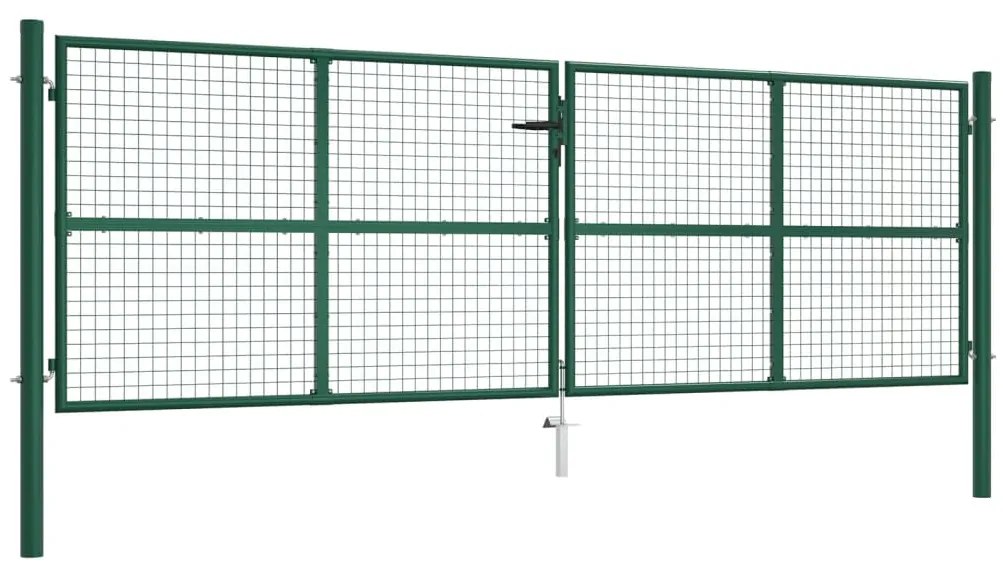 Cancello Da Giardino A Rete İn Acciaio 390x125 Cm Verde /