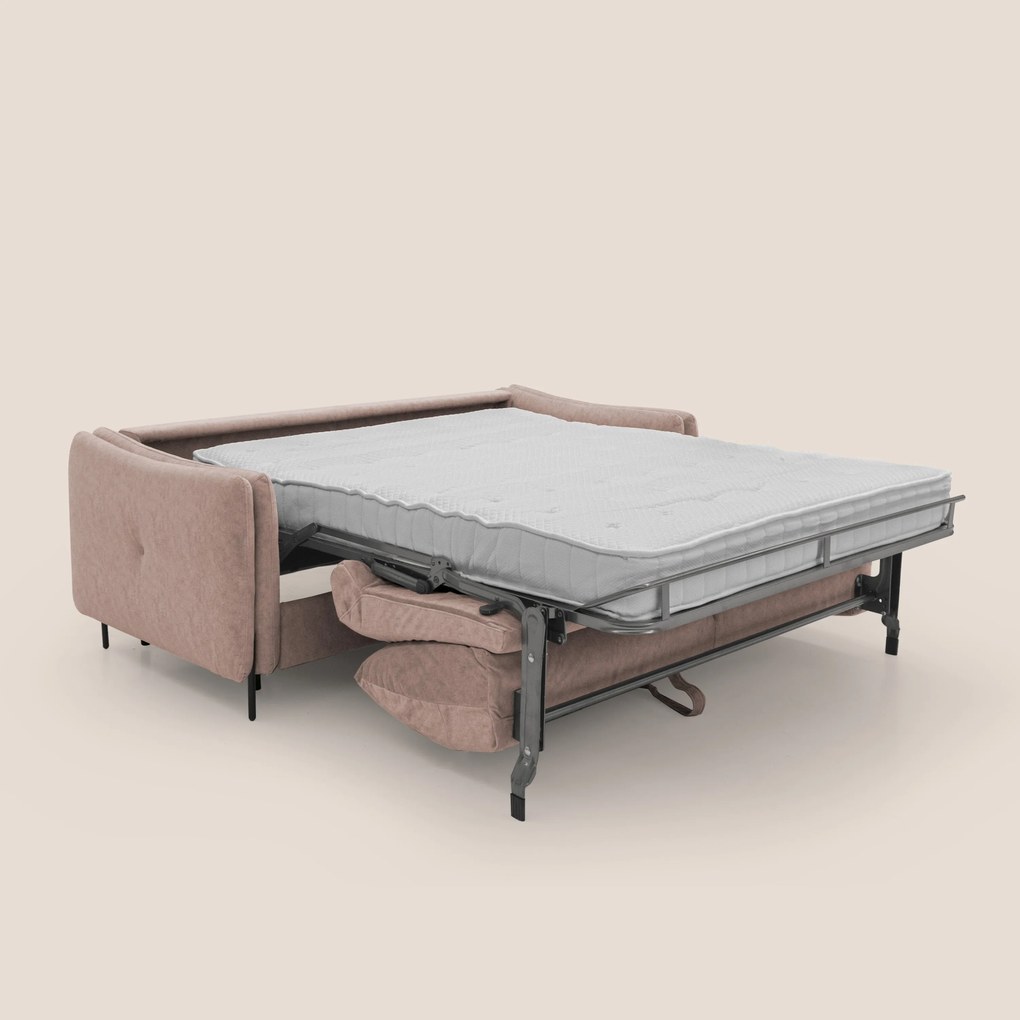 Gregory Divano letto con materasso h18 cm in microfibra effetto velluto impermeabile T09 rosa