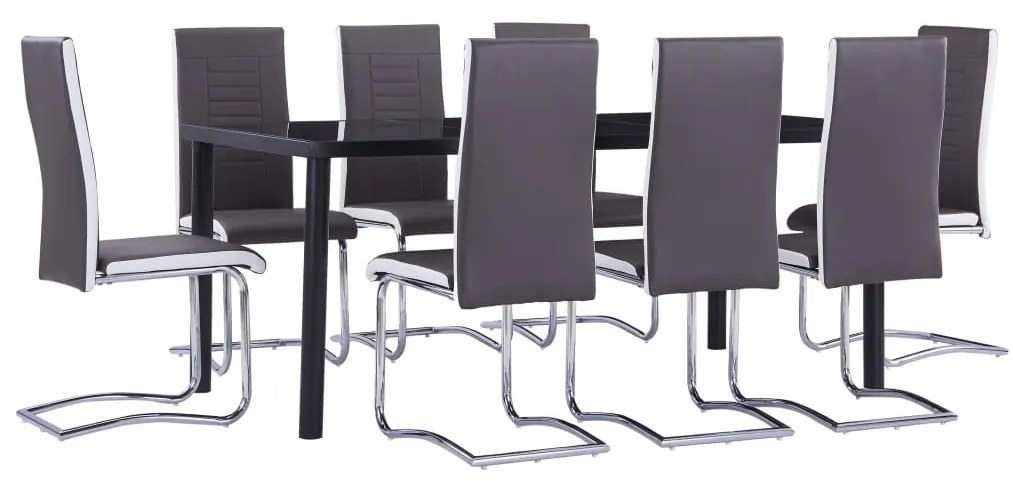 Set Sala Da Pranzo 9 Pz İn Similpelle Grigio /