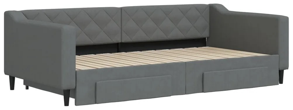 Divano letto estraibile cassetti grigio scuro 100x200cm tessuto