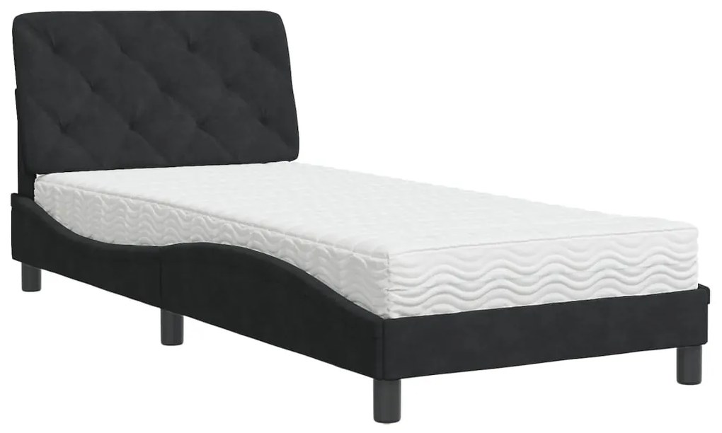 Letto con materasso nero 90x190 cm in velluto